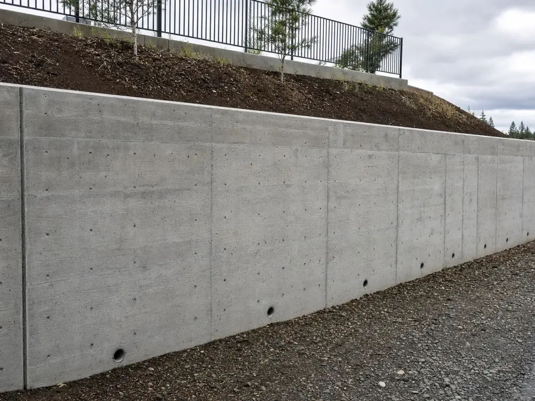 Poured concrete — retaining walls