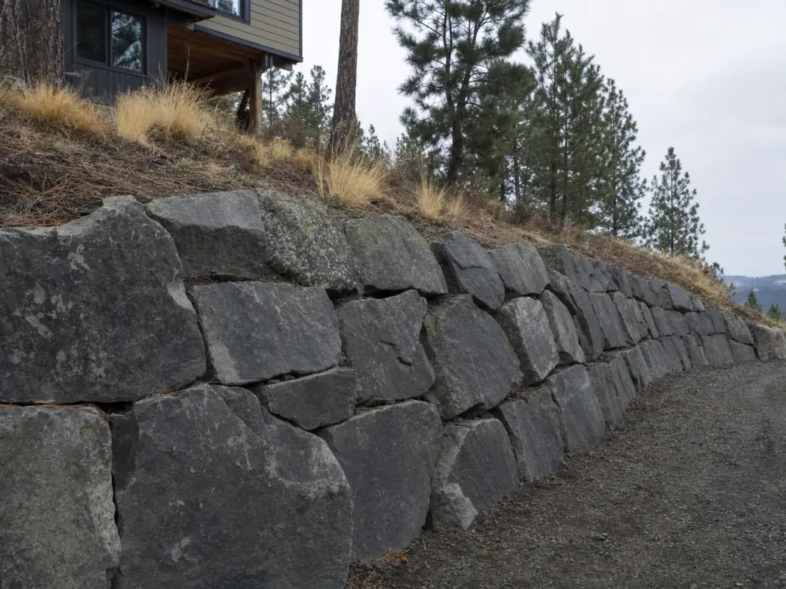Boulder and Rock Retaining Walls project